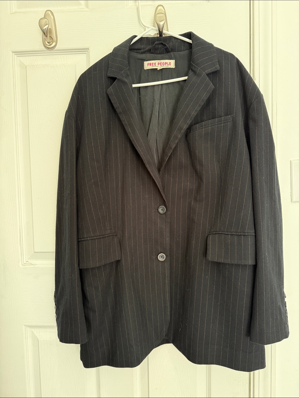 *EUC* Free People Oversized Reggie Blazer, Midnight Combo Pinstripe, Sz M